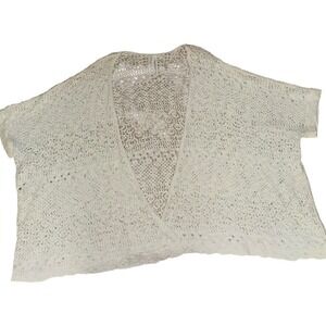 Aeropostale White Open Knit Crochet Kimono Cardigan Shawl Women Large